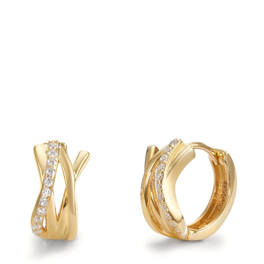 Hinged hoop Silver Zirconia 22 Stones Yellow Gold plated