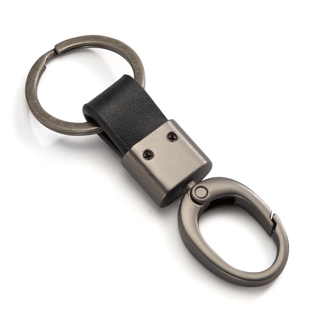 Keychains Stainless steel, Leather IP coated 10 cm Ø32 mm