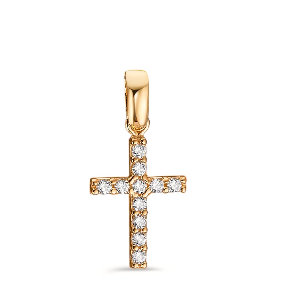 Pendant 18k Yellow Gold Zirconia 11 Stones Cross