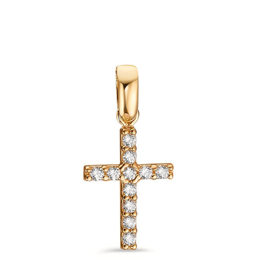 Pendant 18k Yellow Gold Zirconia 11 Stones Cross