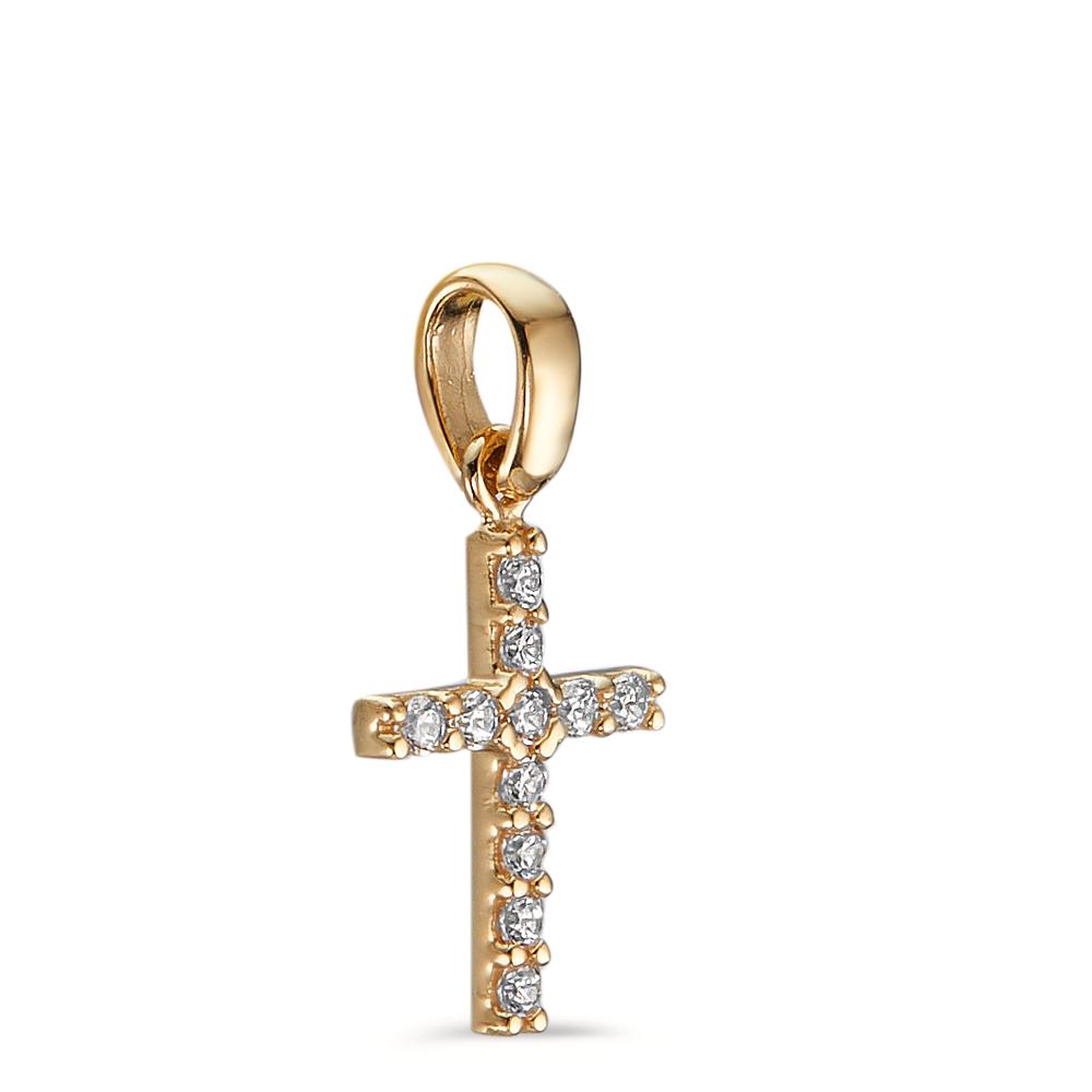 Pendant 18k Yellow Gold Zirconia 11 Stones Cross