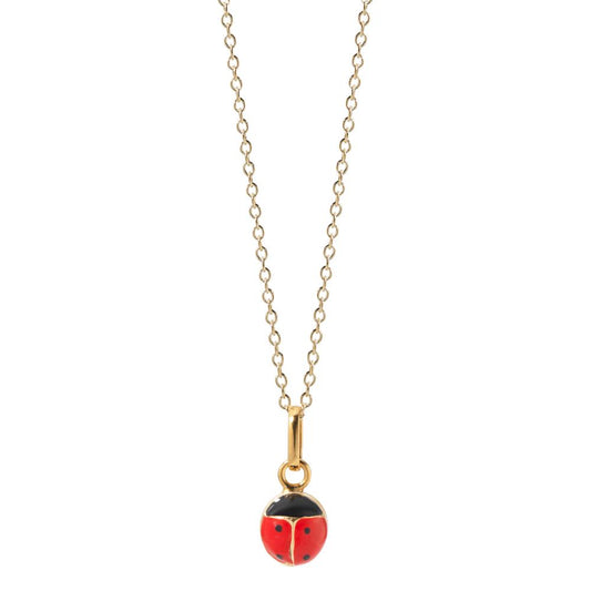 Necklace with pendant 9k Yellow Gold Enameled Ladybird 36 cm Ø5.5 mm