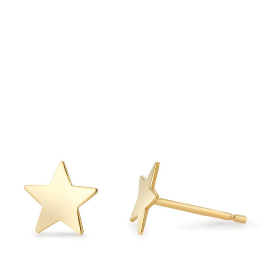 Stud earrings Silver Yellow Gold plated Star Ø7.5 mm