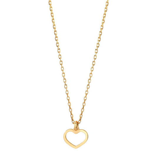 Necklace Silver Yellow Gold plated Heart 38-42 cm Ø8 mm