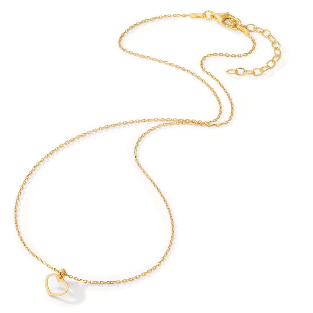 Necklace Silver Yellow Gold plated Heart 38-42 cm Ø8 mm