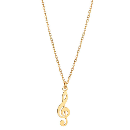 Necklace Silver Yellow Gold plated Treble Clef 38-42 cm