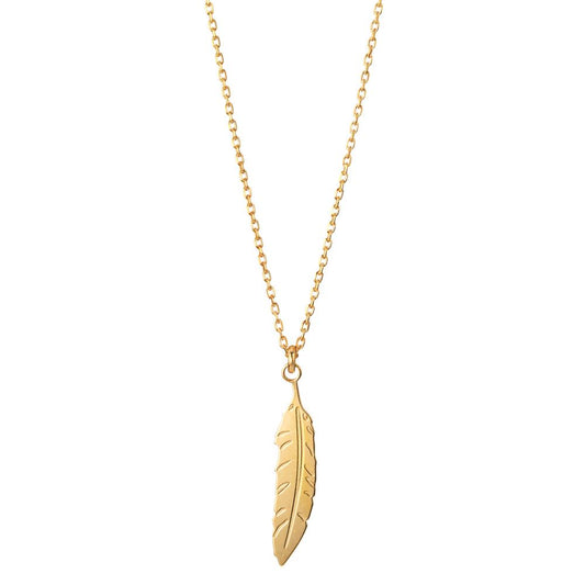 Necklace Silver Yellow Gold plated Feather 38-42 cm