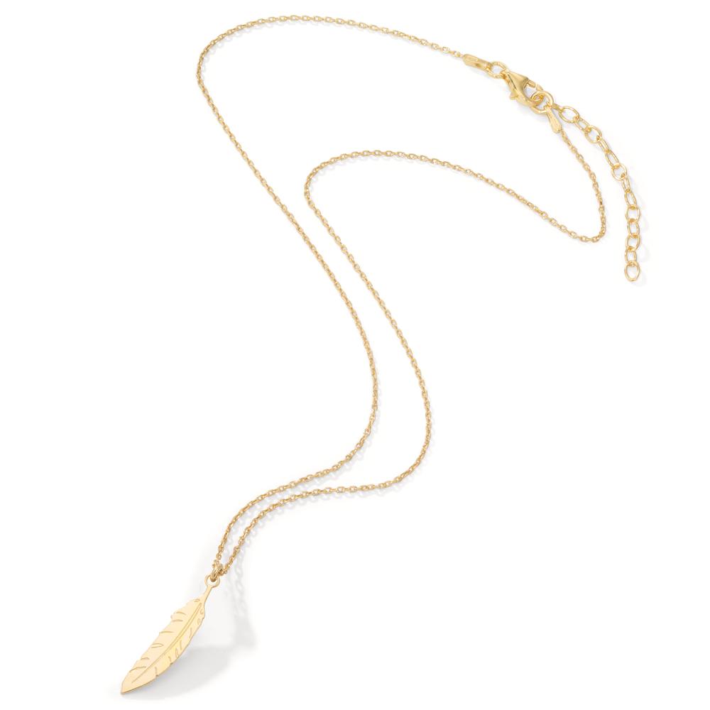 Necklace Silver Yellow Gold plated Feather 38-42 cm