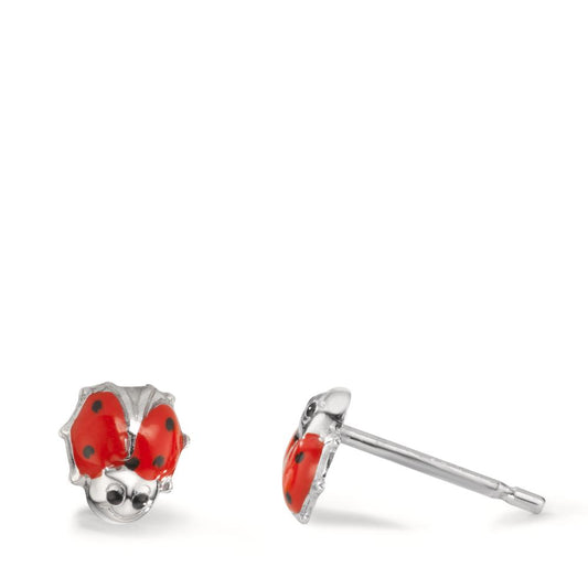 Stud earrings Silver Rhodium plated Ladybird Ø6 mm