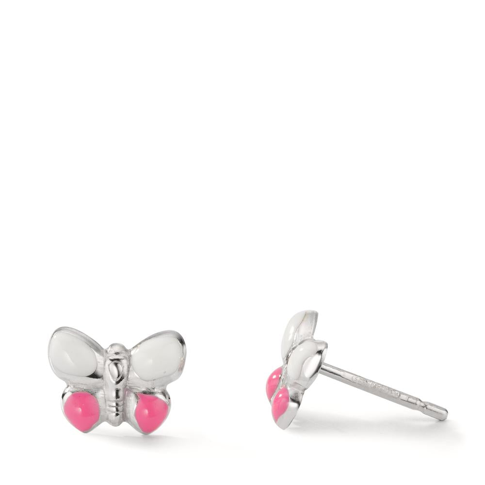 Stud earrings Silver Rhodium plated Butterfly