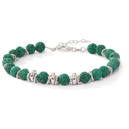 Bracelet Silver Lava Green Rhodium plated 18.5-21.5 cm Ø6.5 mm