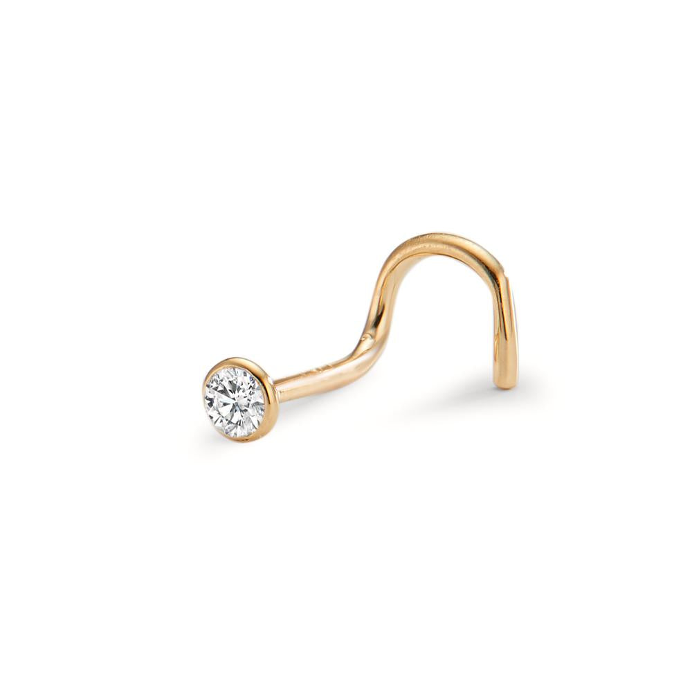 Nose Stud 18k Yellow Gold Diamond White, 0.035 ct, w-si Ø3 mm