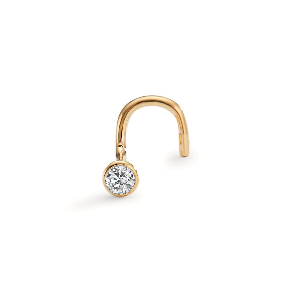 Nose Stud 18k Yellow Gold Diamond White, 0.035 ct, w-si Ø3 mm