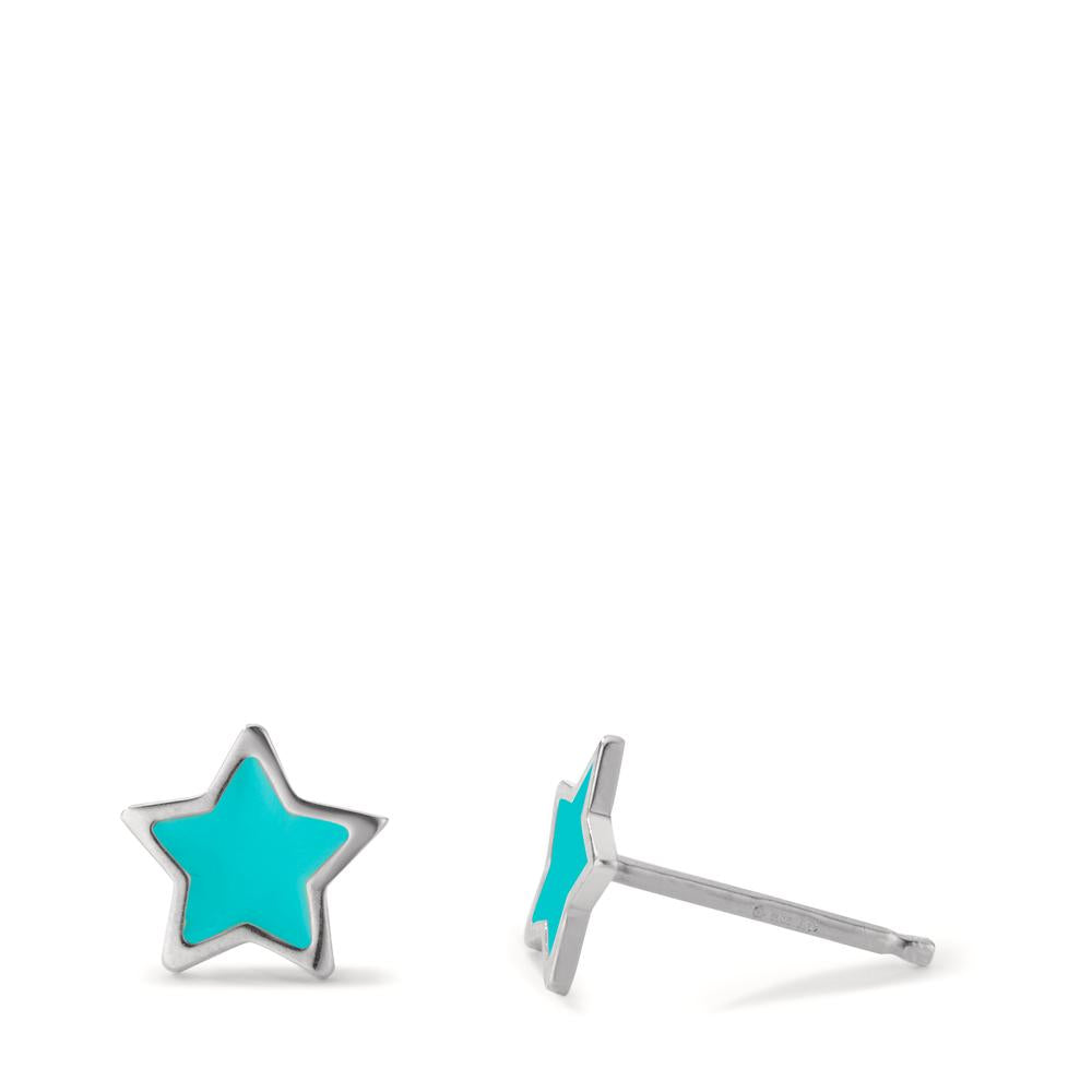 Stud earrings Silver Rhodium plated Star Ø7.5 mm