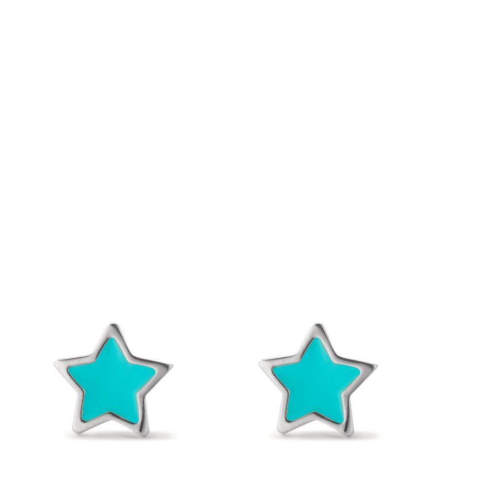 Stud earrings Silver Rhodium plated Star Ø7.5 mm