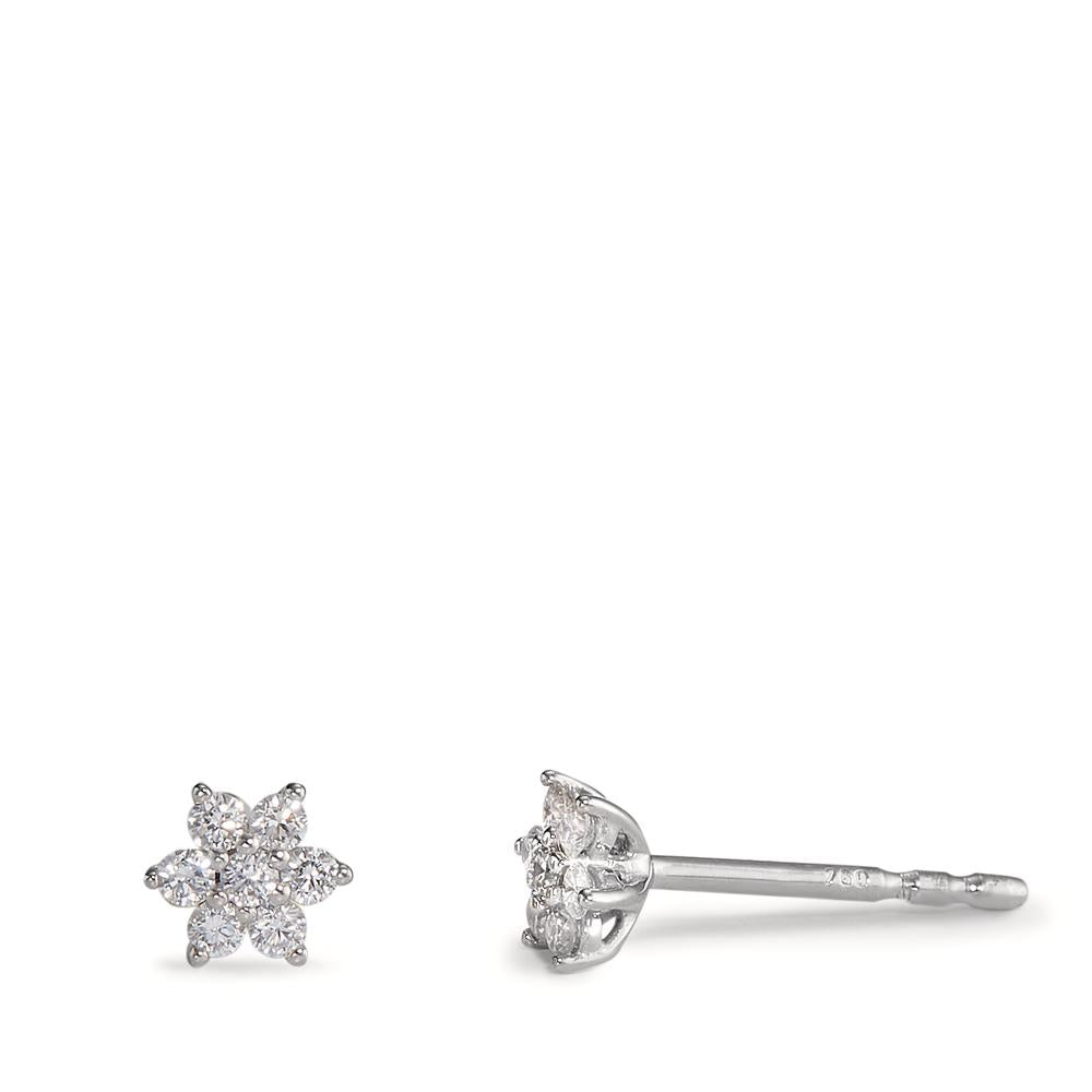 Stud earrings 18k White Gold Diamond 0.14 ct, 14 Stones, w-si Star Ø4.5 mm