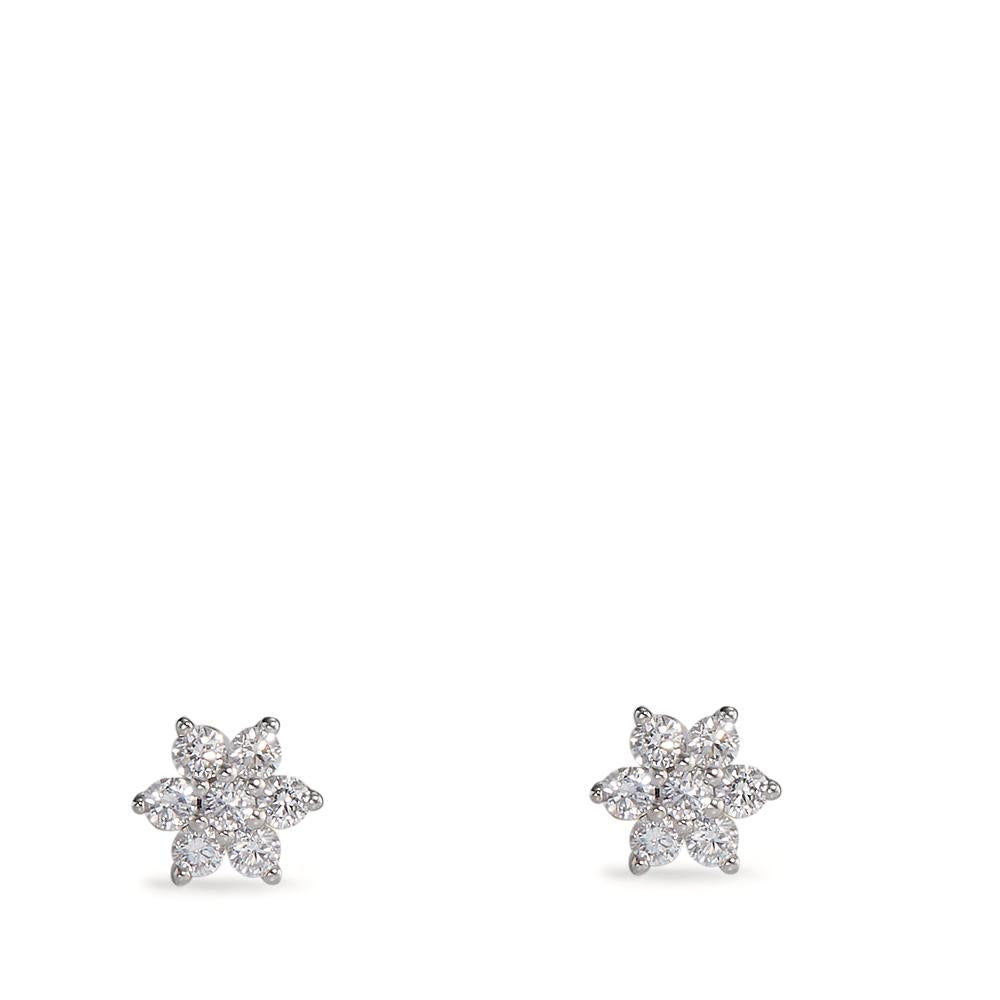 Stud earrings 18k White Gold Diamond 0.14 ct, 14 Stones, w-si Star Ø4.5 mm