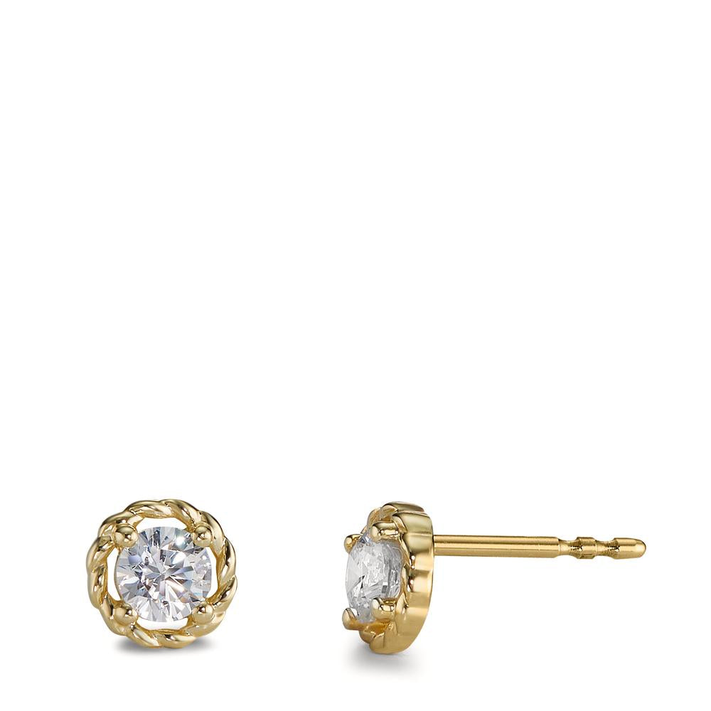 Stud earrings 9k Yellow Gold Zirconia 2 Stones Ø6 mm