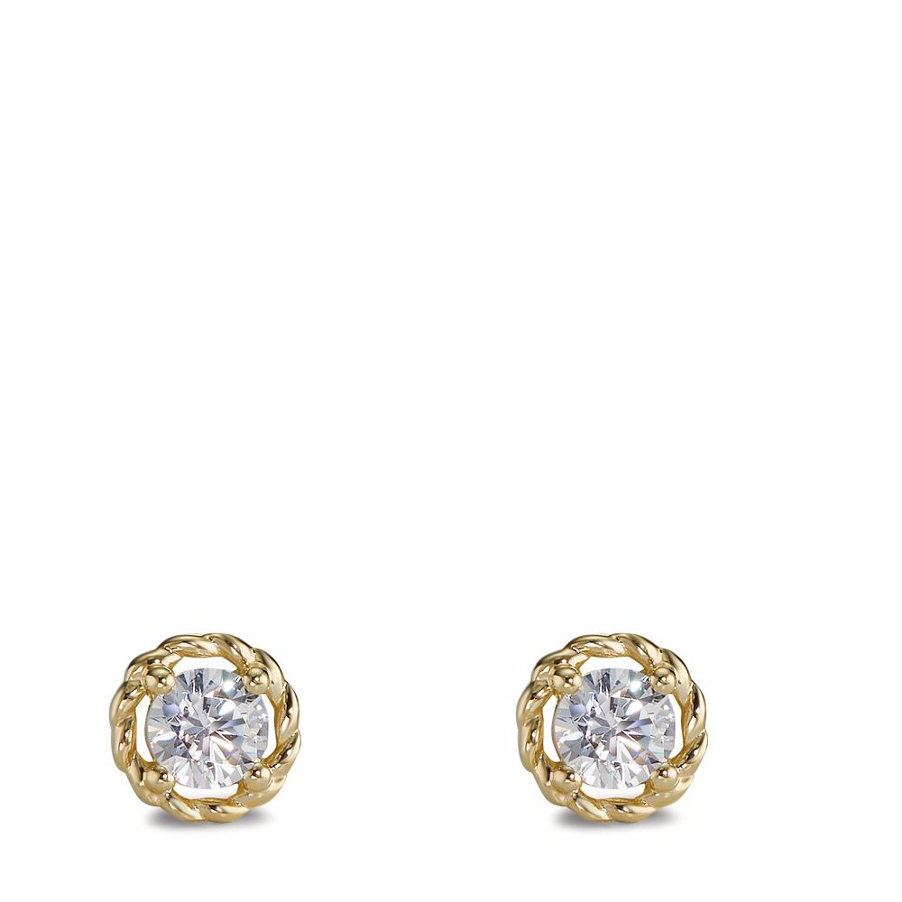 Stud earrings 9k Yellow Gold Zirconia 2 Stones Ø6 mm