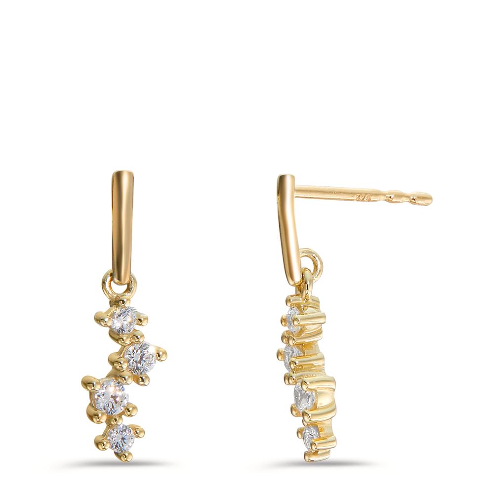 Drop Earrings 9k Yellow Gold Zirconia 8 Stones