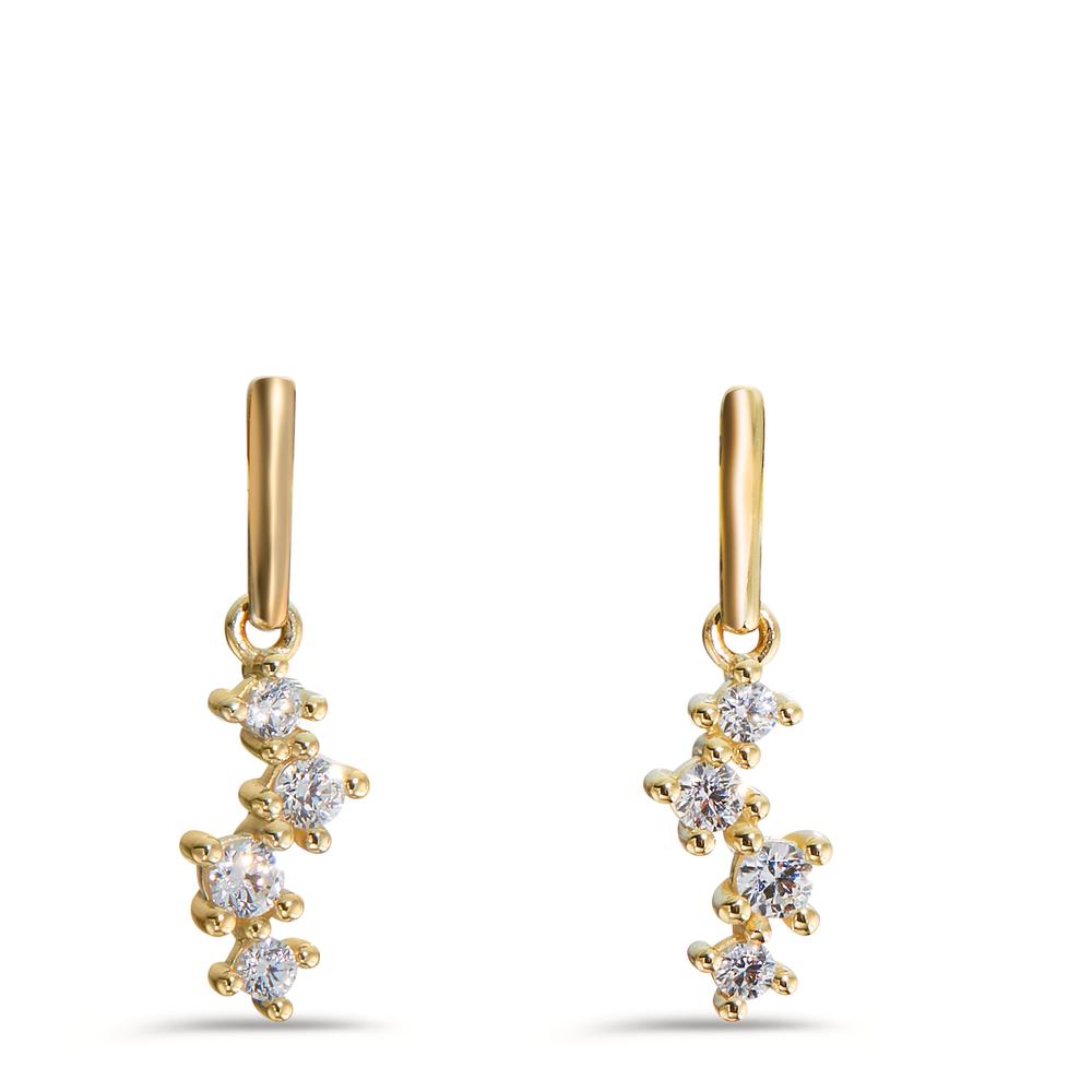 Drop Earrings 9k Yellow Gold Zirconia 8 Stones