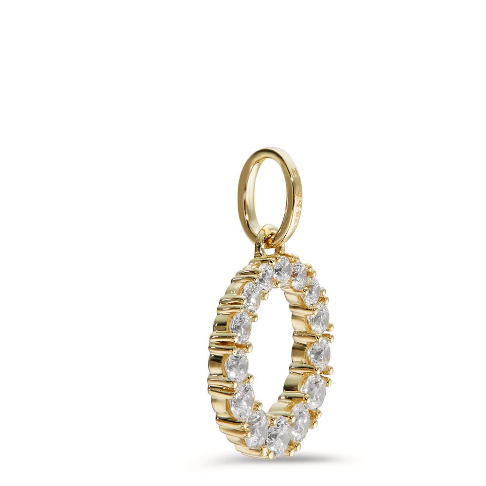 Pendant 9k Yellow Gold Zirconia 14 Stones Ø12 mm