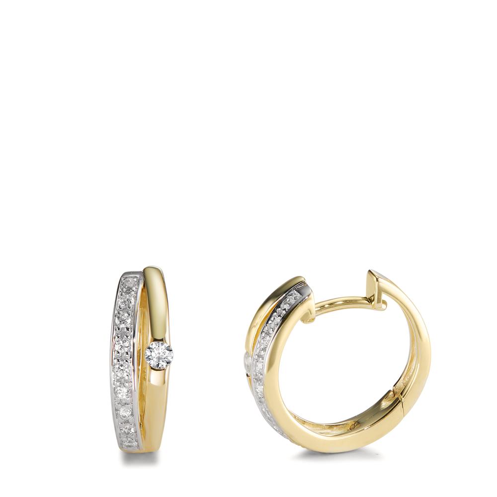 Hinged hoop 9k Yellow Gold Zirconia 20 Stones