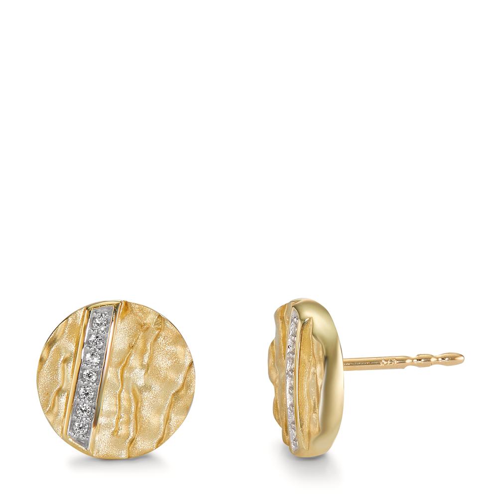 Stud earrings 9k Yellow Gold Zirconia 14 Stones Ø10 mm