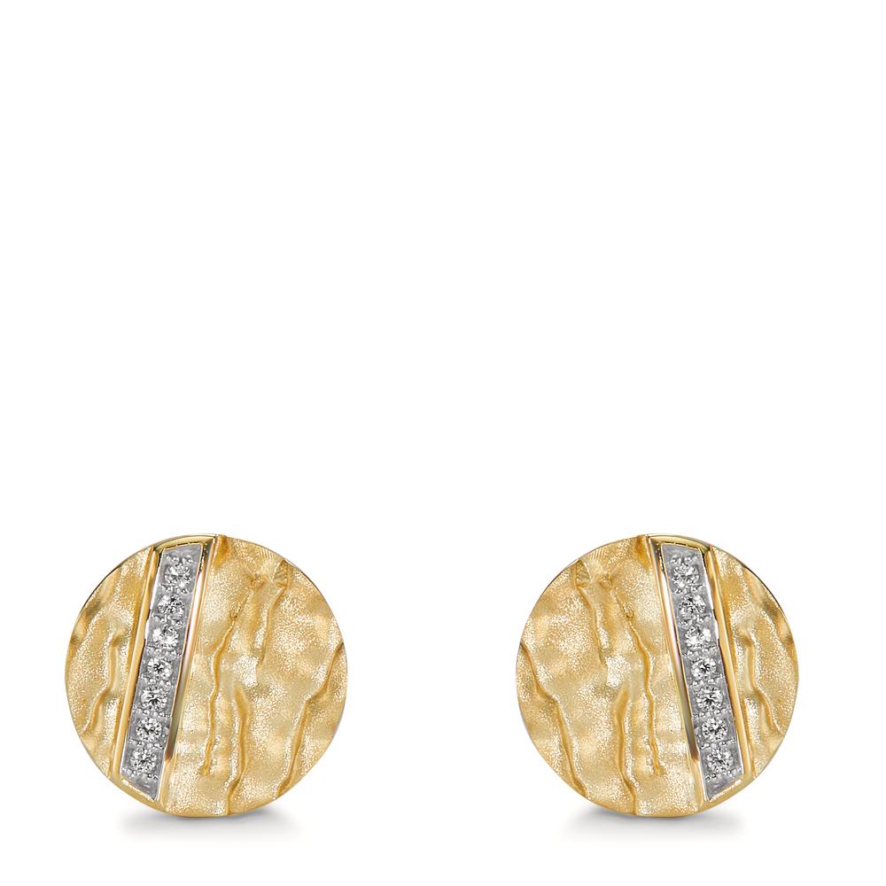 Stud earrings 9k Yellow Gold Zirconia 14 Stones Ø10 mm