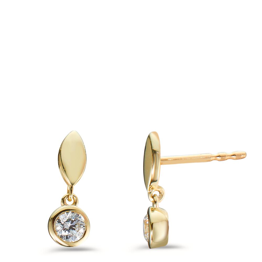 Drop Earrings 9k Yellow Gold Zirconia 2 Stones Ø4.5 mm