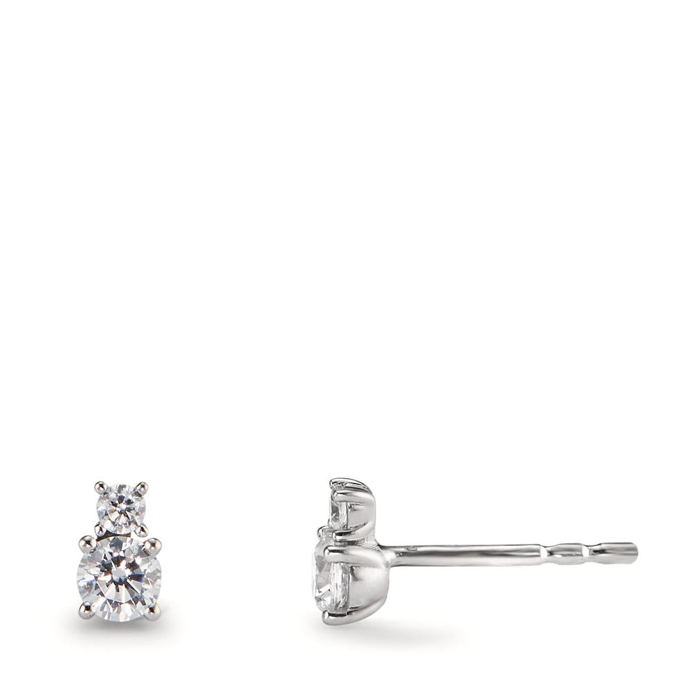 Stud earrings 9k White Gold Zirconia 4 Stones