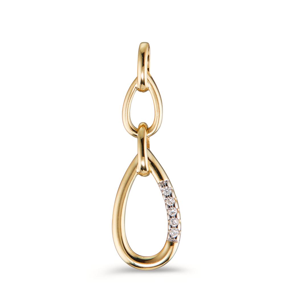 Pendant 9k Yellow Gold Diamond 0.025 ct, 5 Stones, w-si Bicolor