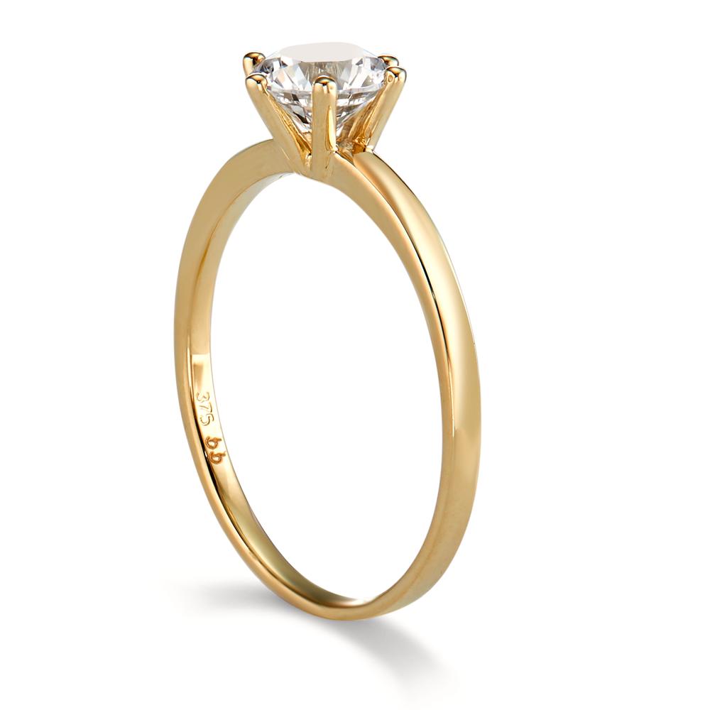 Solitaire ring 9k Yellow Gold Zirconia 6 mm