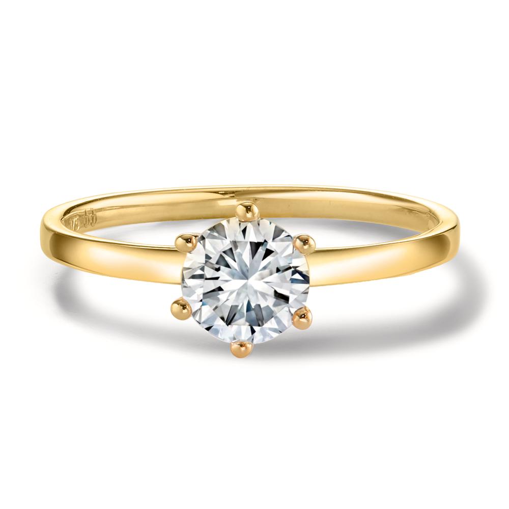 Solitaire ring 9k Yellow Gold Zirconia 6 mm