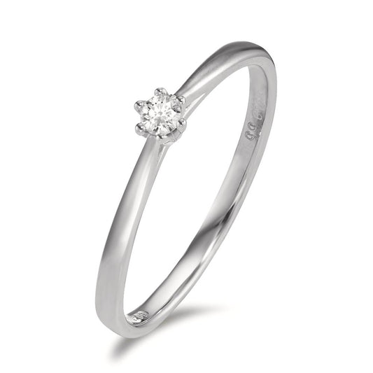 Solitaire ring 18k White Gold Diamond 0.05 ct, w-si