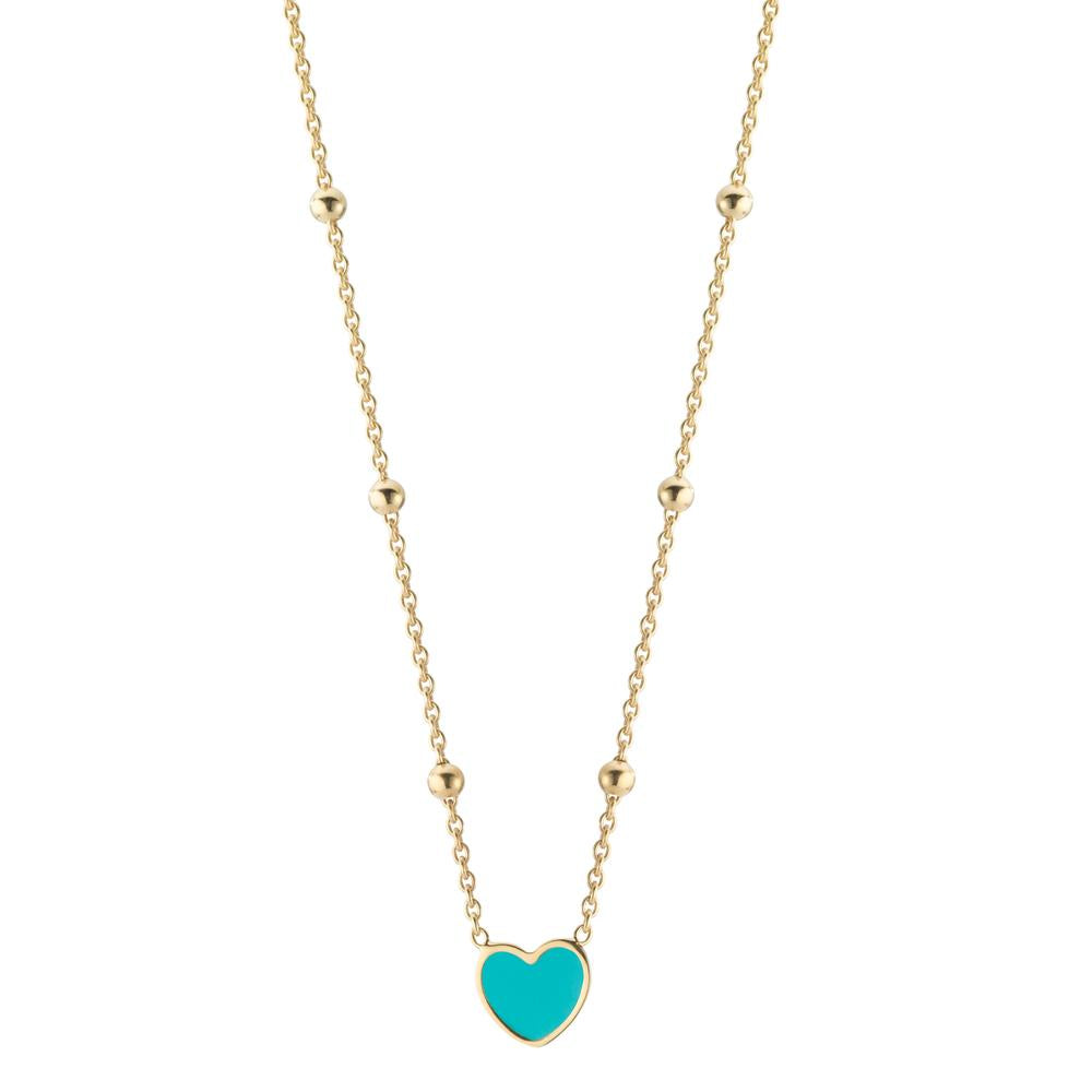 Necklace Silver Yellow Gold plated Heart 38-42 cm