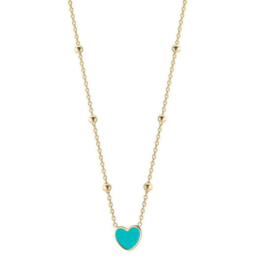 Necklace Silver Yellow Gold plated Heart 38-42 cm