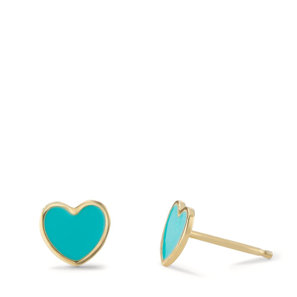 Stud earrings Silver Yellow Gold plated Heart