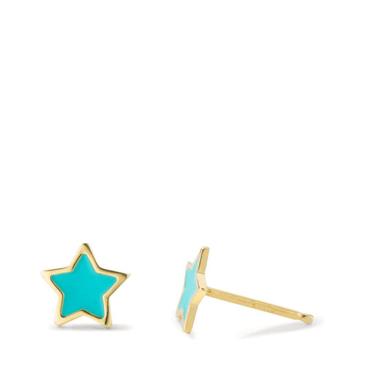 Stud earrings Silver Yellow Gold plated Star Ø7.5 mm