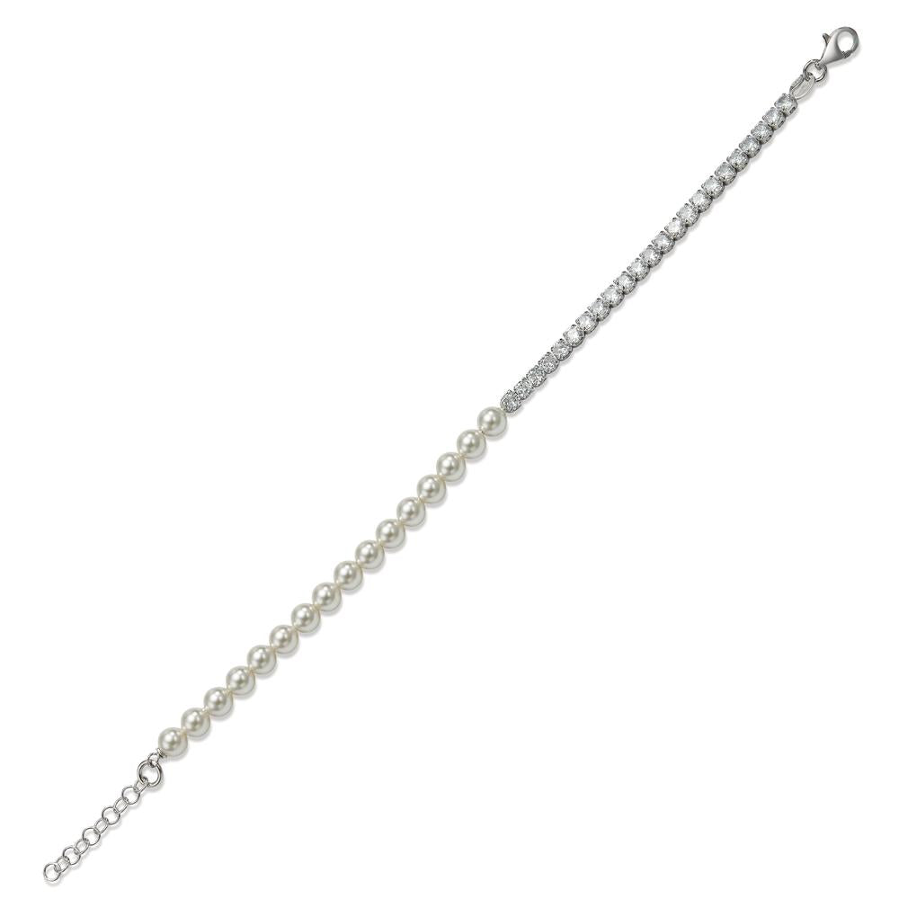 Bracelet Silver Zirconia 23 Stones Rhodium plated Shining pearls 17-19.5 cm