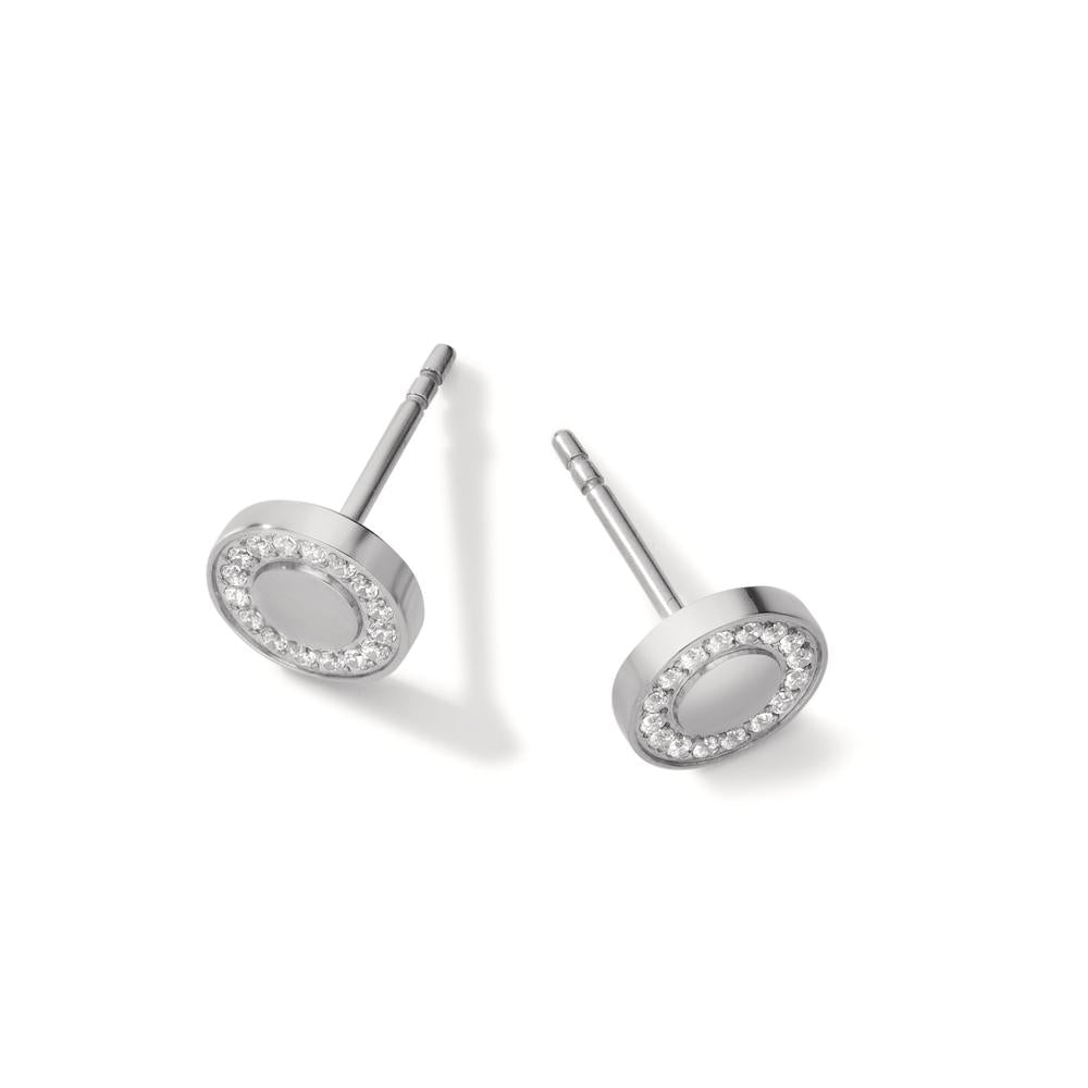 Stud earrings Stainless steel Zirconia 30 Stones Ø8 mm