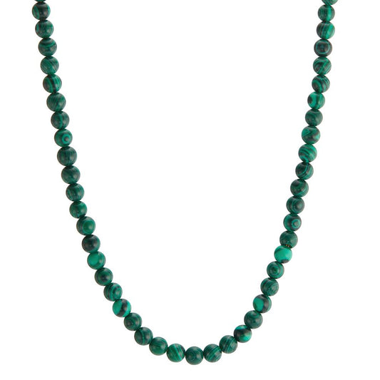 Necklace Stainless steel Malachite Green Yellow IP coated 42-45 cm Ø4 mm