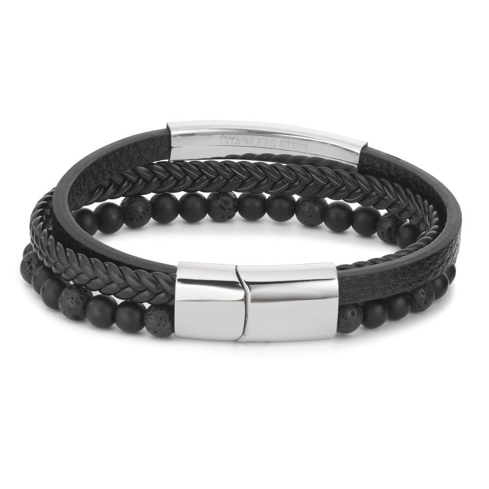 Engravable bracelet Stainless steel, Artificial leather Lava 20.5 cm