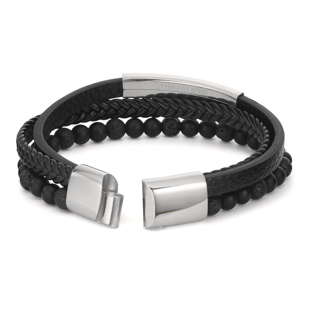 Engravable bracelet Stainless steel, Artificial leather Lava 20.5 cm