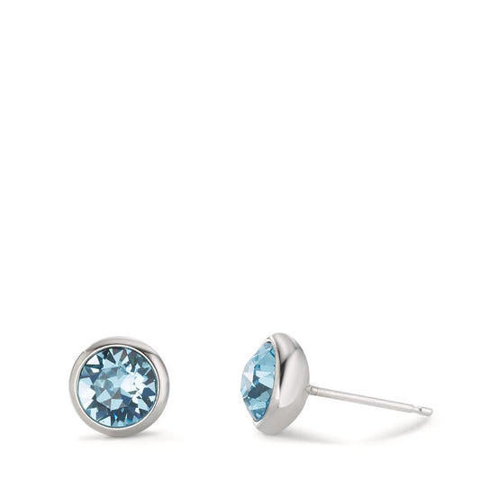 Stud earrings Bronze Zirconia Aqua, 2 Stones Ø8 mm