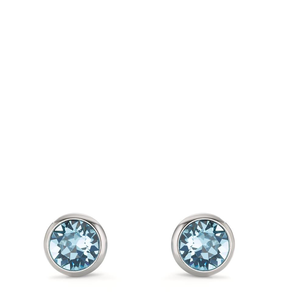 Stud earrings Bronze Zirconia Aqua, 2 Stones Ø8 mm