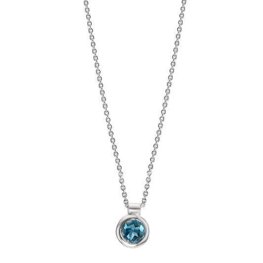 Necklace 18k White Gold London Blue Topaz 40-42 cm