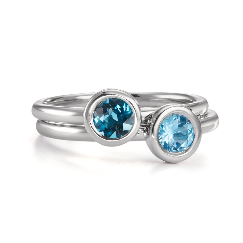 Ring 18k White Gold London Blue Topaz Ø5 mm