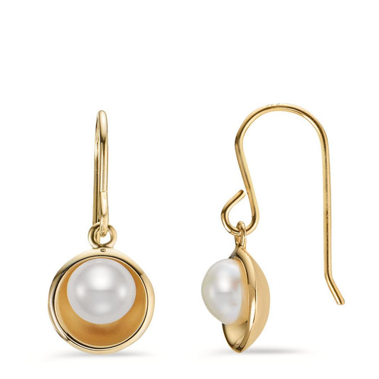 Drop Earrings Silver Yellow Gold plated Freshwater pearl