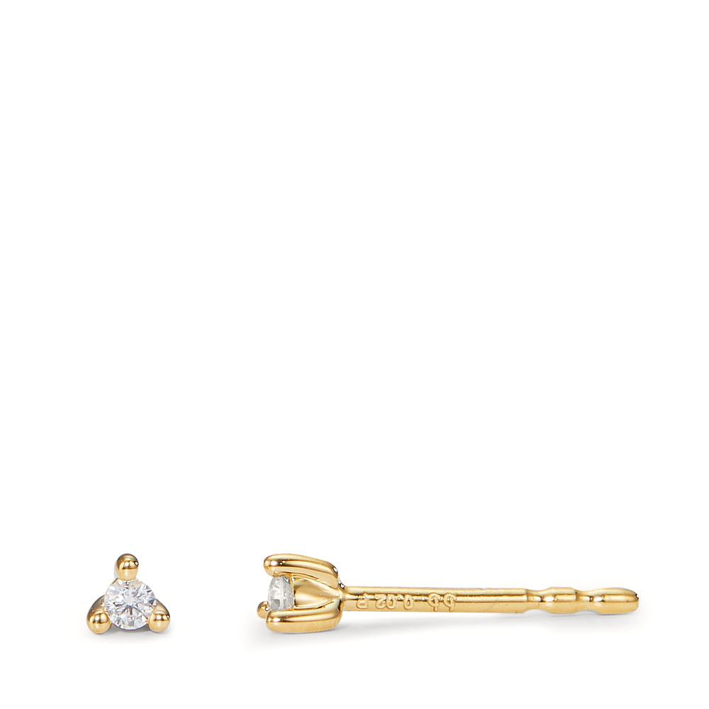 Stud earrings 18k Yellow Gold Diamond 0.04 ct, 2 Stones, w-pi1 Ø2.5 mm